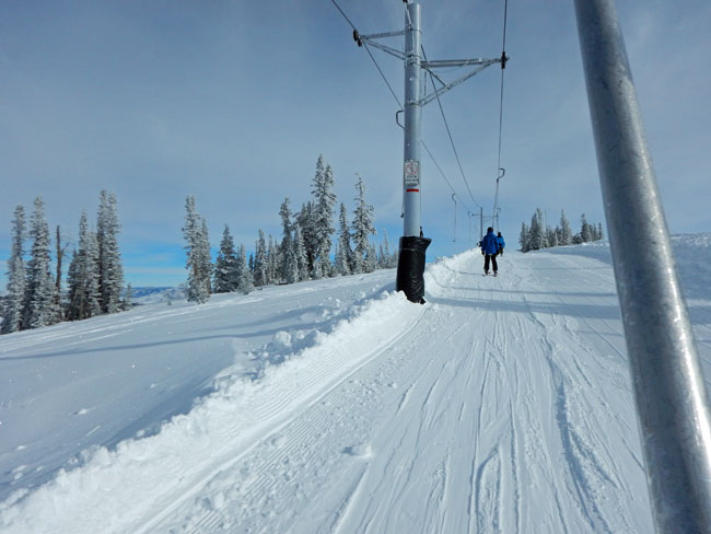 Riding the poma lift at Powder Mountain was no problem!