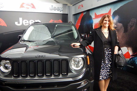 The Special Edition "Dawn of Justice" Jeep Renegade at the Batman vs. Superman movie premiere.