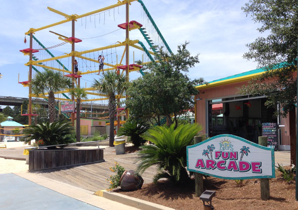 The arcade and ropes course at LuLu's in Gulf Shores.