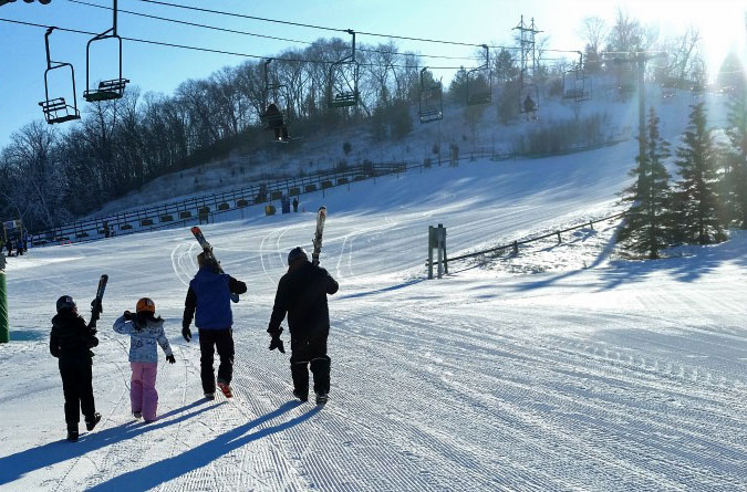 Mount Kato in Mankato, MN is a terrific place for midwestern families to learn to ski.