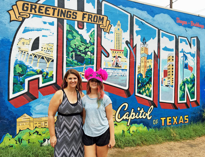 The famous "Greetings from Austin" mural.