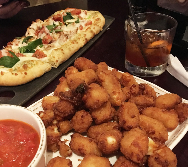 fried mozzarella and flatbread