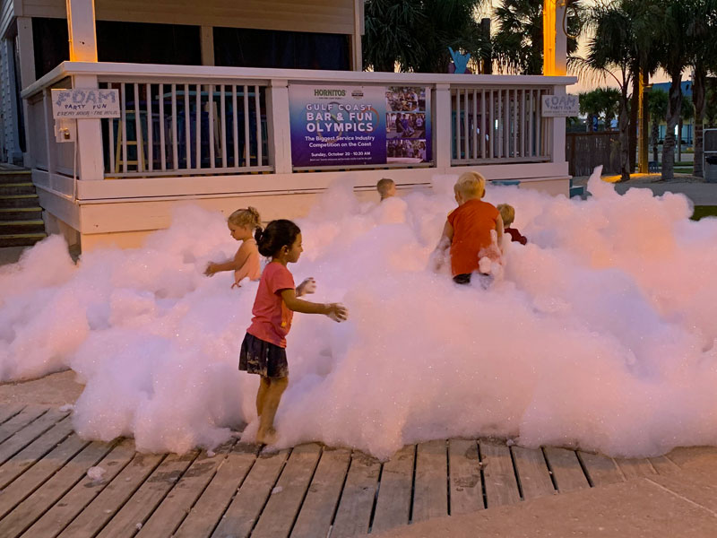 kids playing in foam