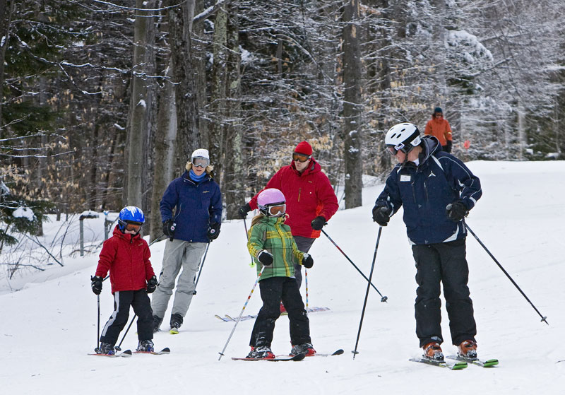 Skiing family. Copyright Whiteface Mountain.