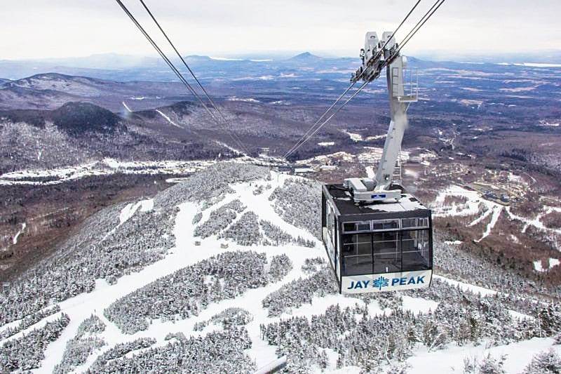 Jay Peak tram above ski trails