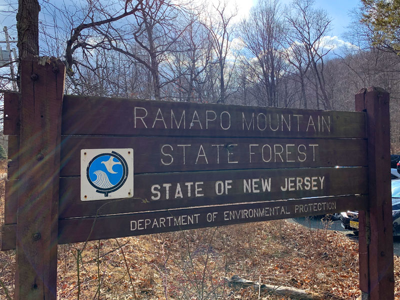 Ramapo Mountain State Forest entrance sign